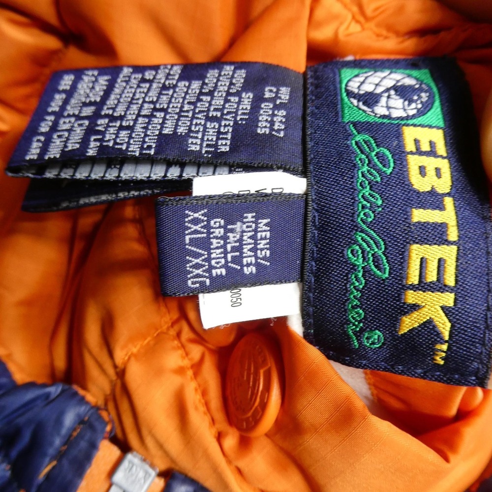 Eddie Bauer EBTEK Vest Mens 2XLT Blue Orange Down Puffer Reversible Ski Outdoor - Picture 6 of 15